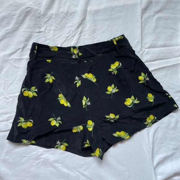 Rails 100% Silk Gigi Black/Lemon Print Pleated High Waisted Shorts XS VGUC - Picture 7 of 10